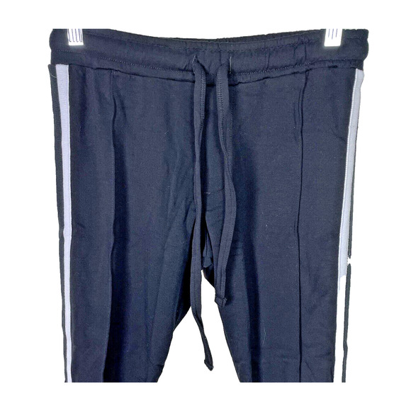 Michael Lauren Women's Size XS Cropped Sweatpants Black With Stripes Leasure - Picture 3 of 5